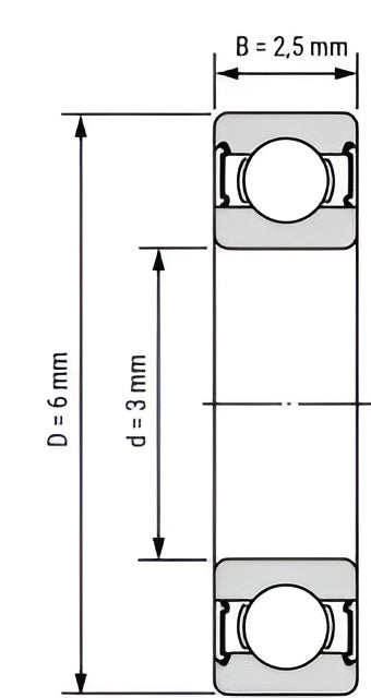 Hybrid Ceramic 3x6x2.5 mm Bearing